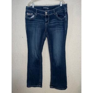 Amethyst Jeans Womens 16 Dark Wash Bootcut Embroidered Sequin Pocket Denim